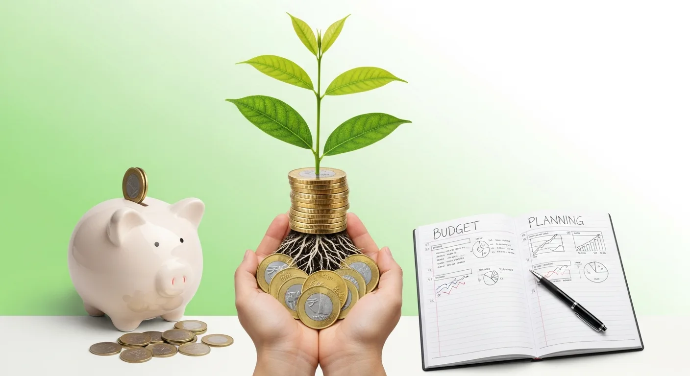 Coins growing into a plant — financial freedom through reducing EMI | SimpleEMI.in